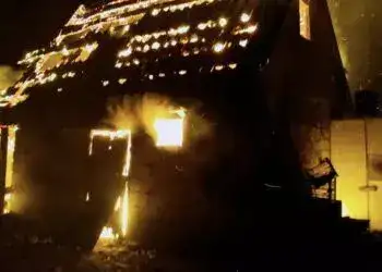 На Дніпропетровщині вночі палала господарча споруда біля приватного будинку