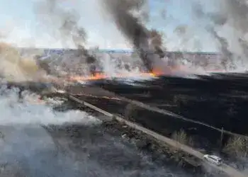 Масштабна пожежа у Дніпровському районі - горіли 2 га сухої трави