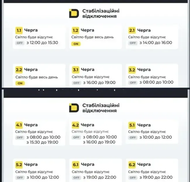 В Дніпрі та області 29 жовтня знову діятимуть графіки погодинних відключень