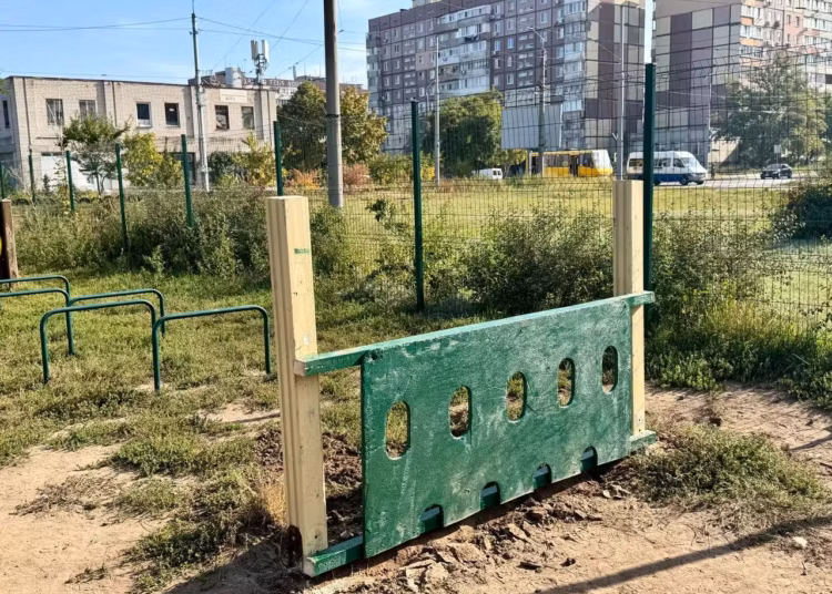В Дніпрі відновлюють майданчик для вигулу собак після обстрілів