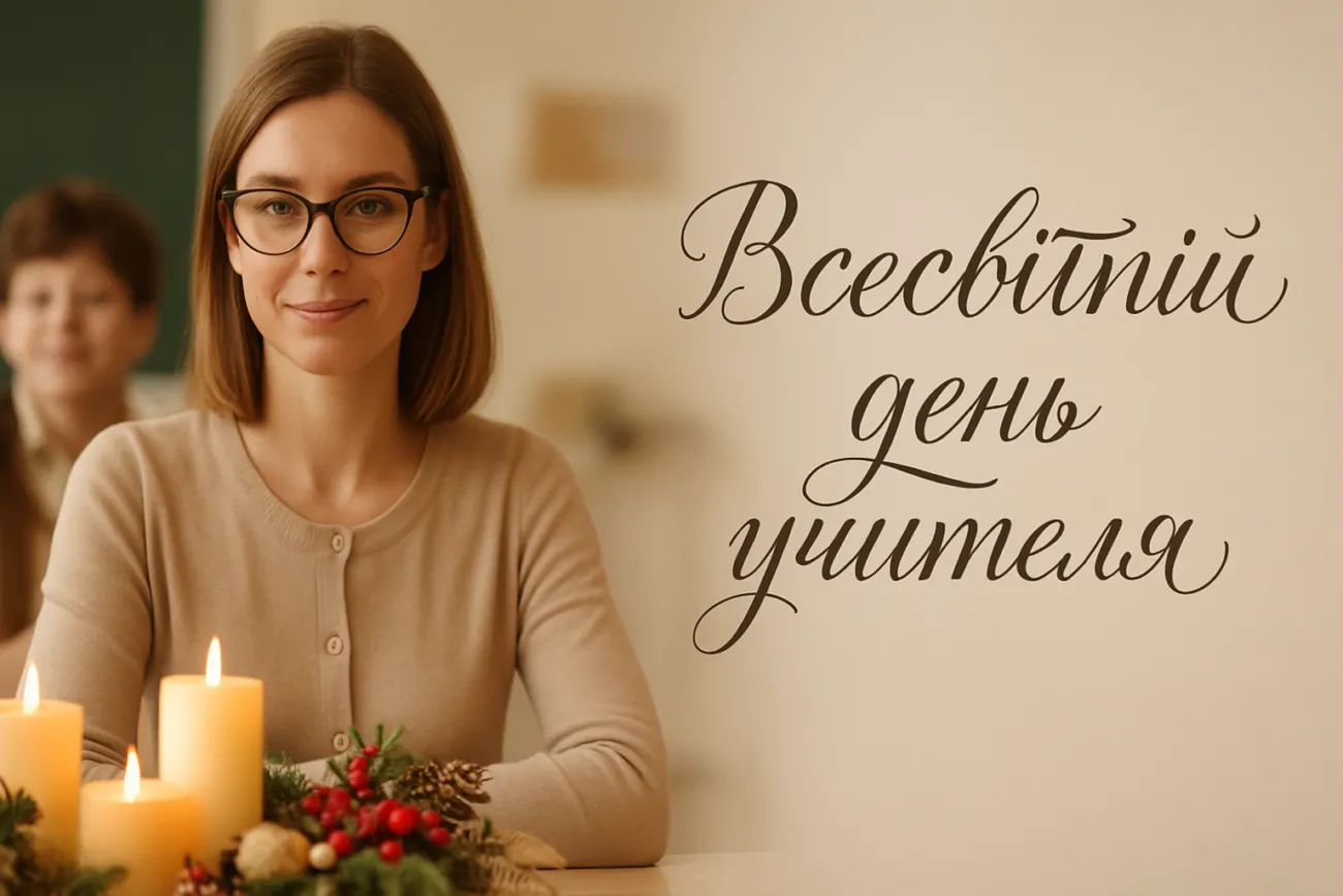 Вітальна листівка до Всесвітній день учителя 2026